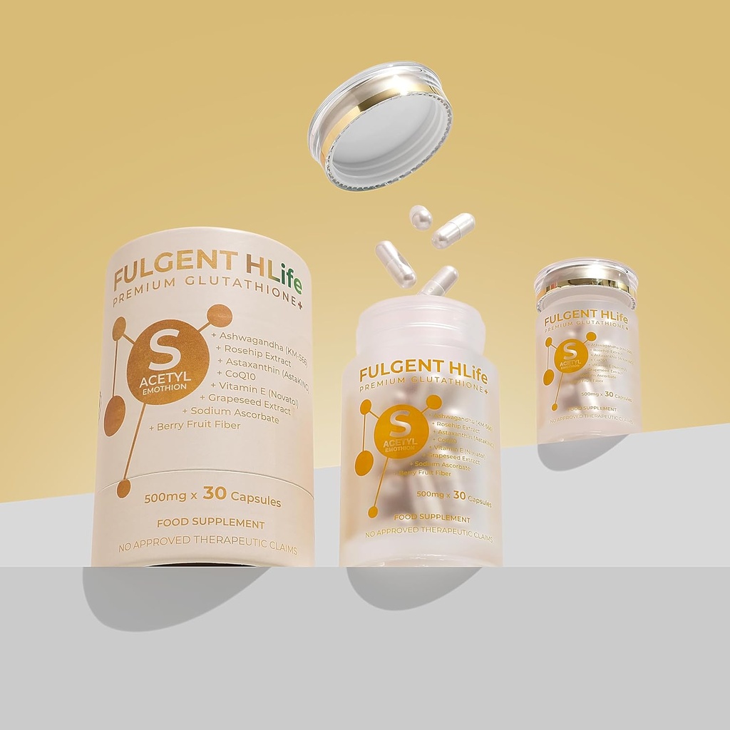 Premium S-acetil glutation Antioksidant Complex – z Ashwagandha, Astaksantin & CoQ10 – Visoka koncentracija 500 mg, 30 kapsul