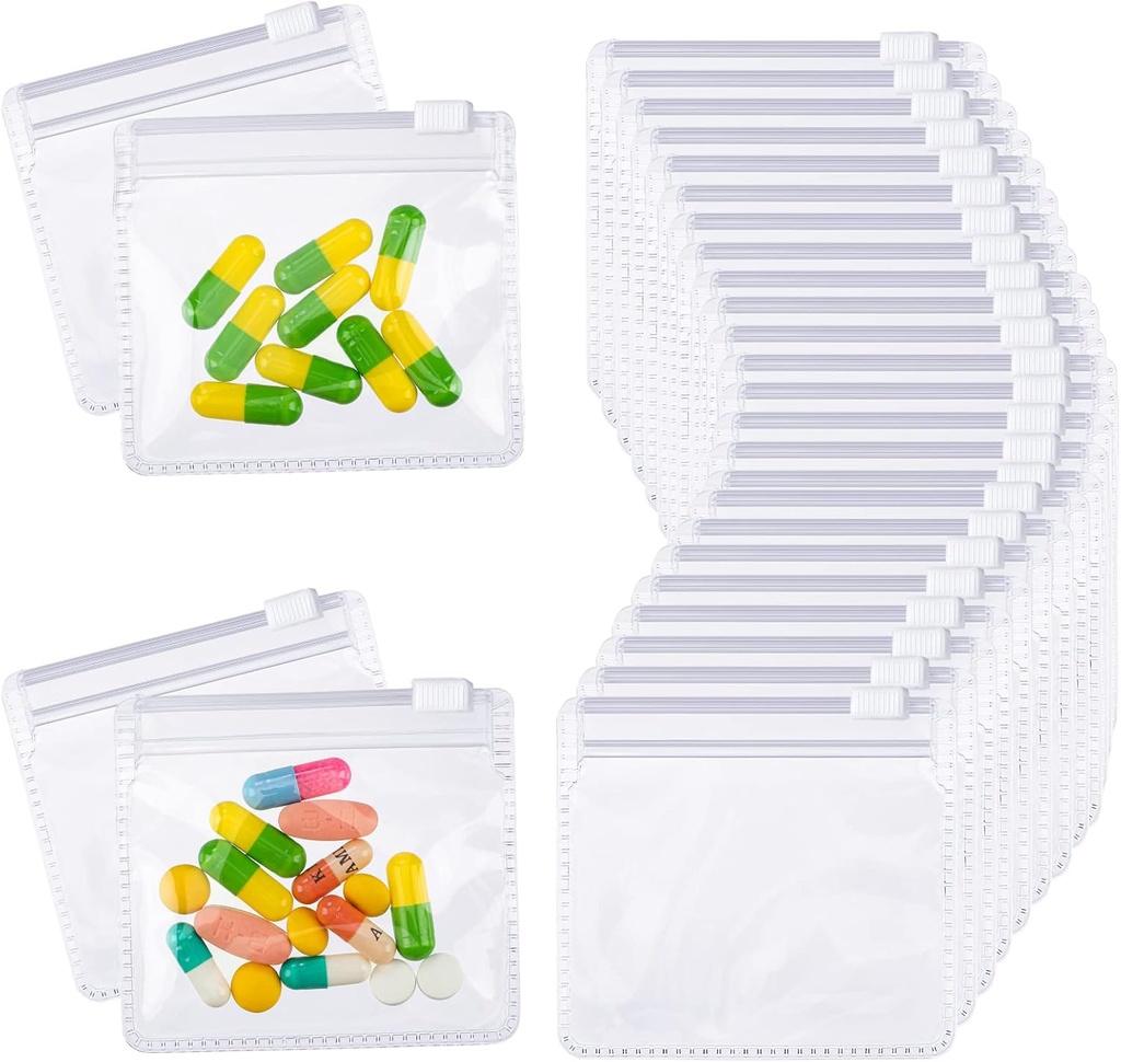 Nuanchu 48 kosi tablete vrečke vrečke Set za ponovno uporabo Zippered tablete Baggies Jasno Plastic Self Sealing Travel Medicine Organizator shranjevanje s slide ključavnico za medicino in majhne predmete