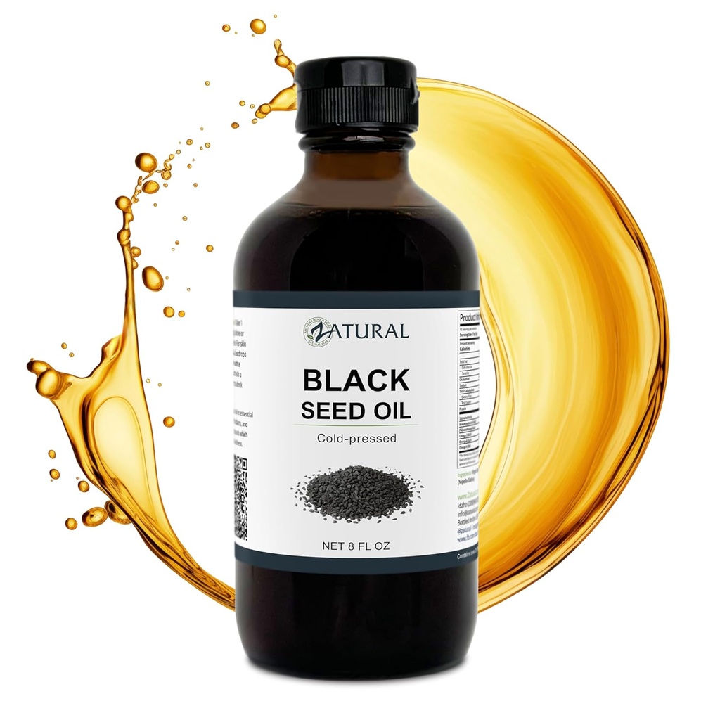 Zaturalno črno seme Oil Nigella Sativa Cold Prebava kuminskega olja, Koža, Možgani, Imuni, Joints & More (8 Fl Oz)