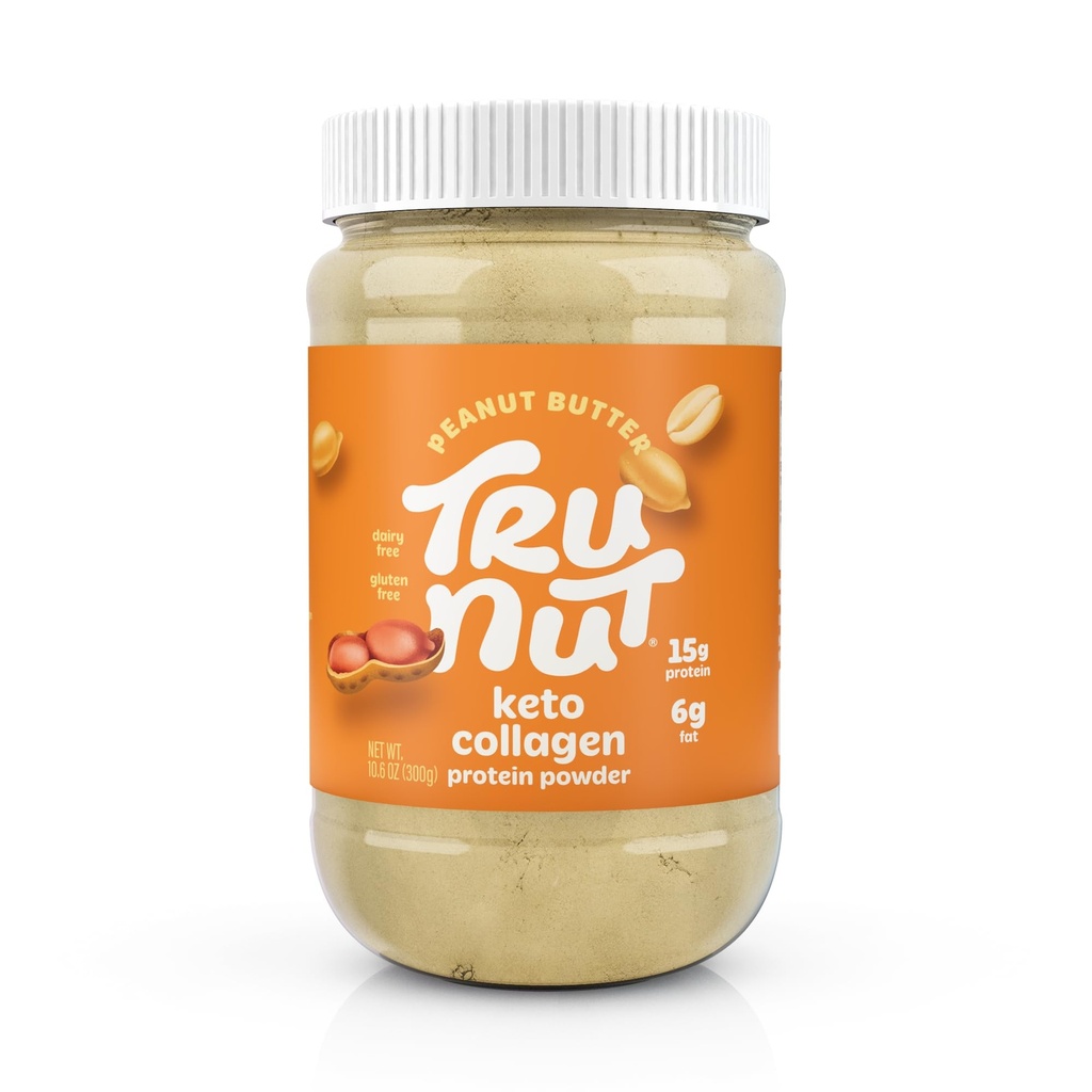 Tru-Nut Keto Collagen Protein Powder (maslo iz oreha, 10.6 oz) - Arašidovo maslo Kolagen Protein Powder - Odlično za smoothies, Shakes, Keto diet obroki in prigrizki