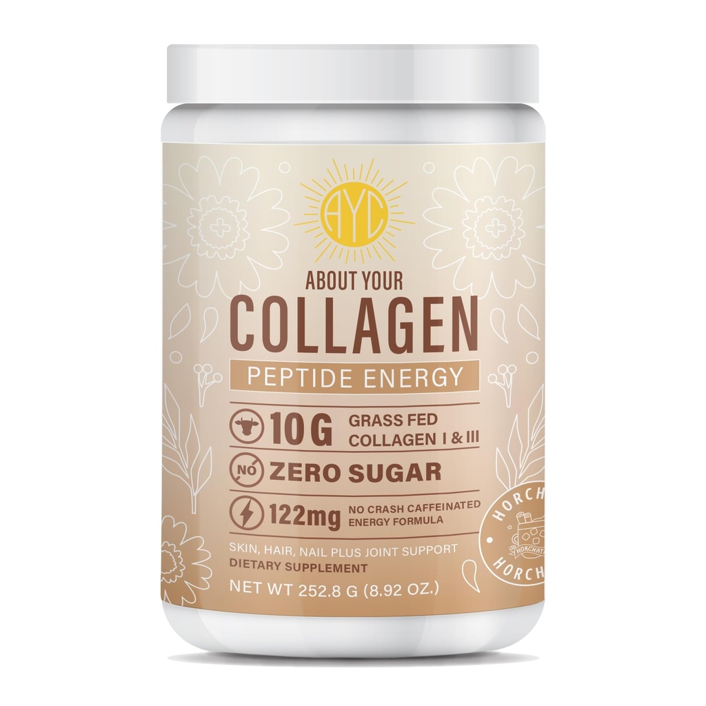 Peptide Energy Collagen Powder Hair, Nail, Skin, Tip I & III,Kafein za energijo, Vitamin C, Biotin, Hialuronska kislina, Nič sladkor – 8.92 oz (Horchata)