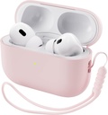 ORNARTO Združljiv z AirPods Pro 2 Primer 2022, Full Protection Hybrid Silikone za AirPods Pro 2. Generation Case, Front LED Vidna koža pokrov-Pink