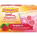 Emergen-C 1000mg Vitamin C Imunska podpora Powder Raspberry 30CT vključuje cink, manganov, 7 B Vitamini in elektroliti za Nazaj na šolske esenciali
