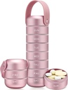 Zannaki Metal Tedenske tablete Organizator, Velika potovalne tablete Box 7 dan, Vodoodporne dnevne tablete Primer s silikonskim ročajem, Aluminum Alloy Prenosne tablete Imetnik vsebnik za vitamine, Medicina, Dopolnilo,Pills