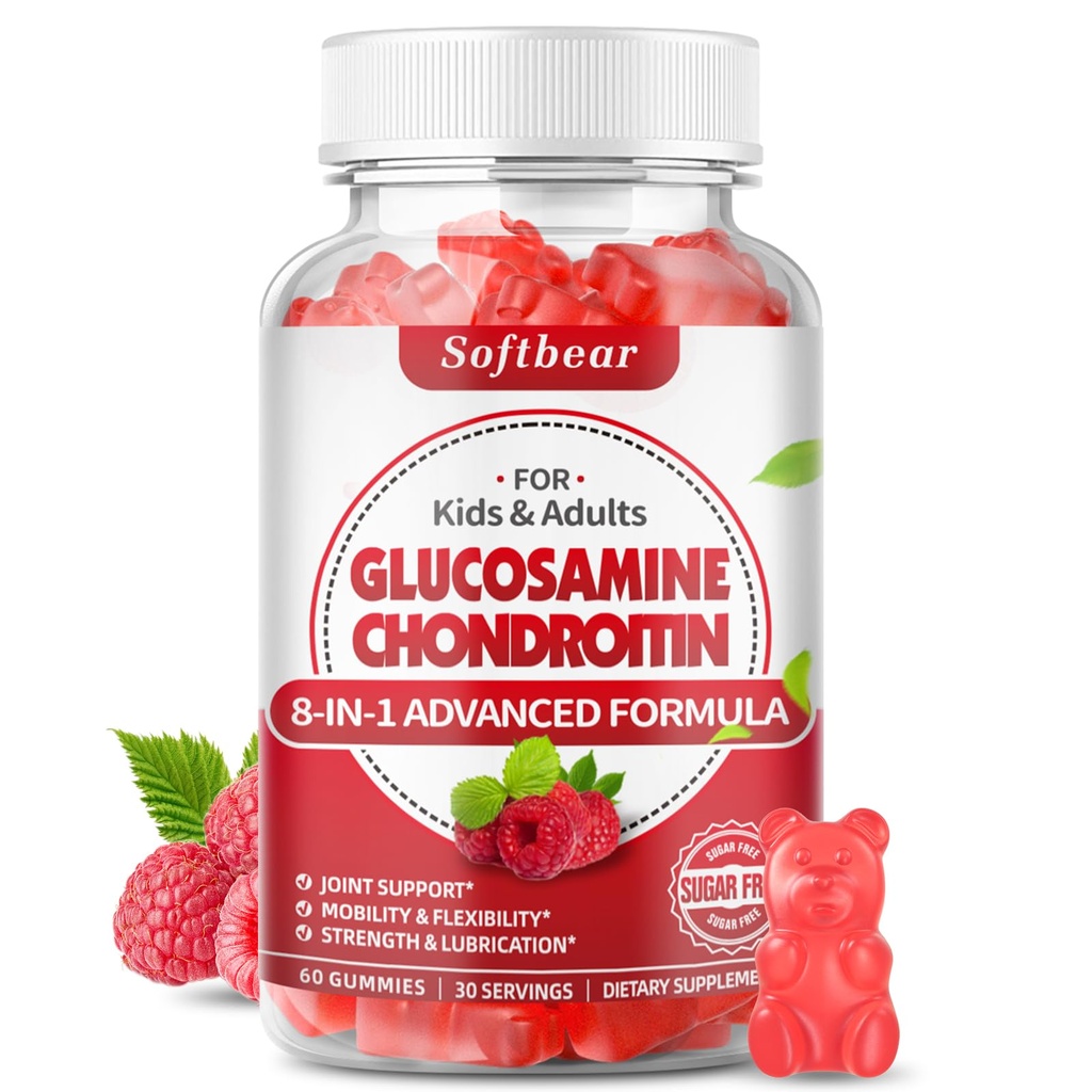 mehkužec glukozamin hondroitin gumies, brez sladkorja glukozamin hondroitin MSM Dodatek z bederberry kurkuma podpira skupno zdravje & antioksidant, malina arome 60 število