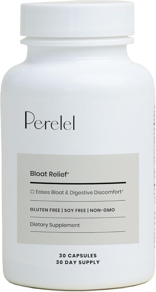 Perelel Digestive Health Supplement z organsko ingver, Lemon Balm, & Fennel, za podporo Gut Health & Digestive Comfort, Botanični dodatek za ženske & moške, Soy, Dairy & Gluten brezplačno, 30 tablete
