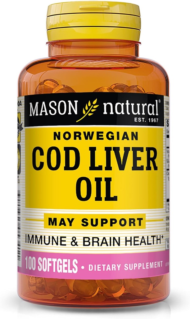 MASON NARAVNA trska olje jeter Plus vitamin A & D3 - zdravo srce in možgani funkcijo, izboljšano imuniteto, podpira splošno zdravje, 100 mehkih