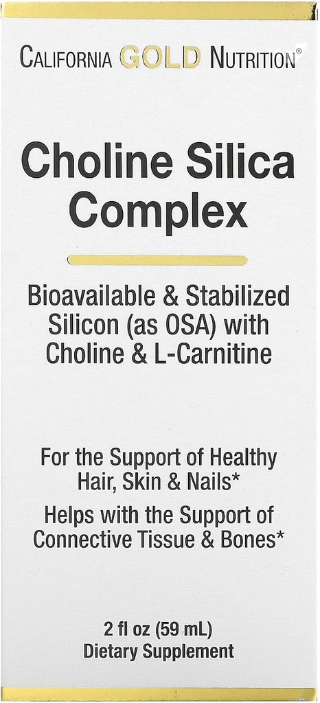 California Gold Nutrition Choline Silica Complex, Biorazpoložljiv in stabiliziran silicij s holinom in L-karnitinom, 2 fl oz (59 ml)