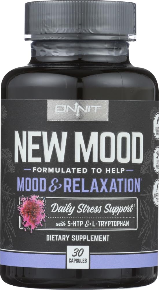 Onnit nov razpoložen prehranski dodatek, razpoloženje & sprostitev, Dnevna podpora stresu, Gluten brez, 30 kapsul