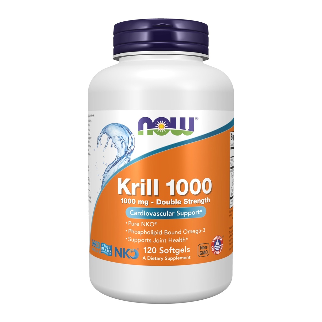 NOW Foods Supplements, Neptune Krill, Dvojna moč 1000 mg, Fosfolipid-Bound Omega-3, 120 Mehkužci