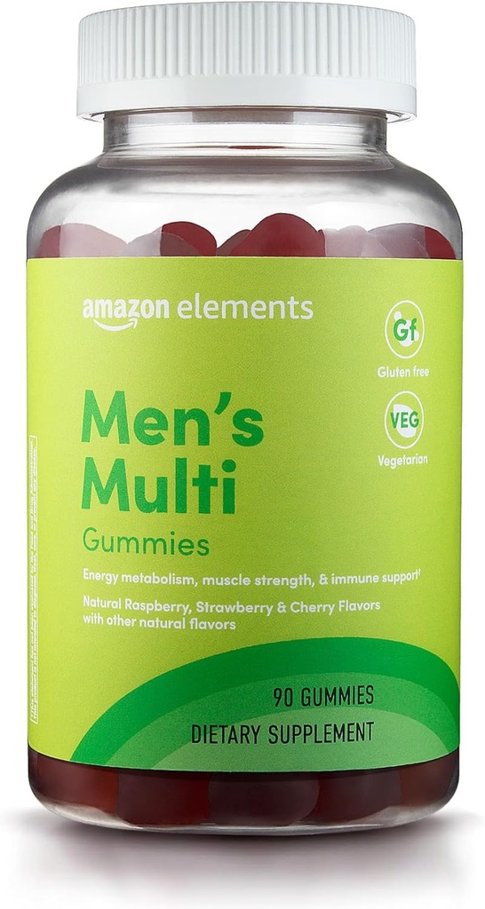 Elementi - moški organski multivitamin, 90 Gummies (3 Gummies na strežbo), vegetarijanec, Gluten brezplačno, Certified Organic (Prej Revly)