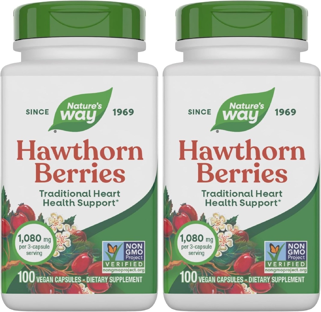 Narava pot Zeliščni hawthorn jagode, Tradicionalna Heart Health Support*, 100 Veganske kapsule (Packing May Vary) (Pack z 2)