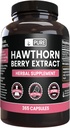 Čiste izvirne sestavine Hawthorn Berry Extract No Magnezij ali riž polnila, vedno čista, Lab preverjen (365 kapsul)