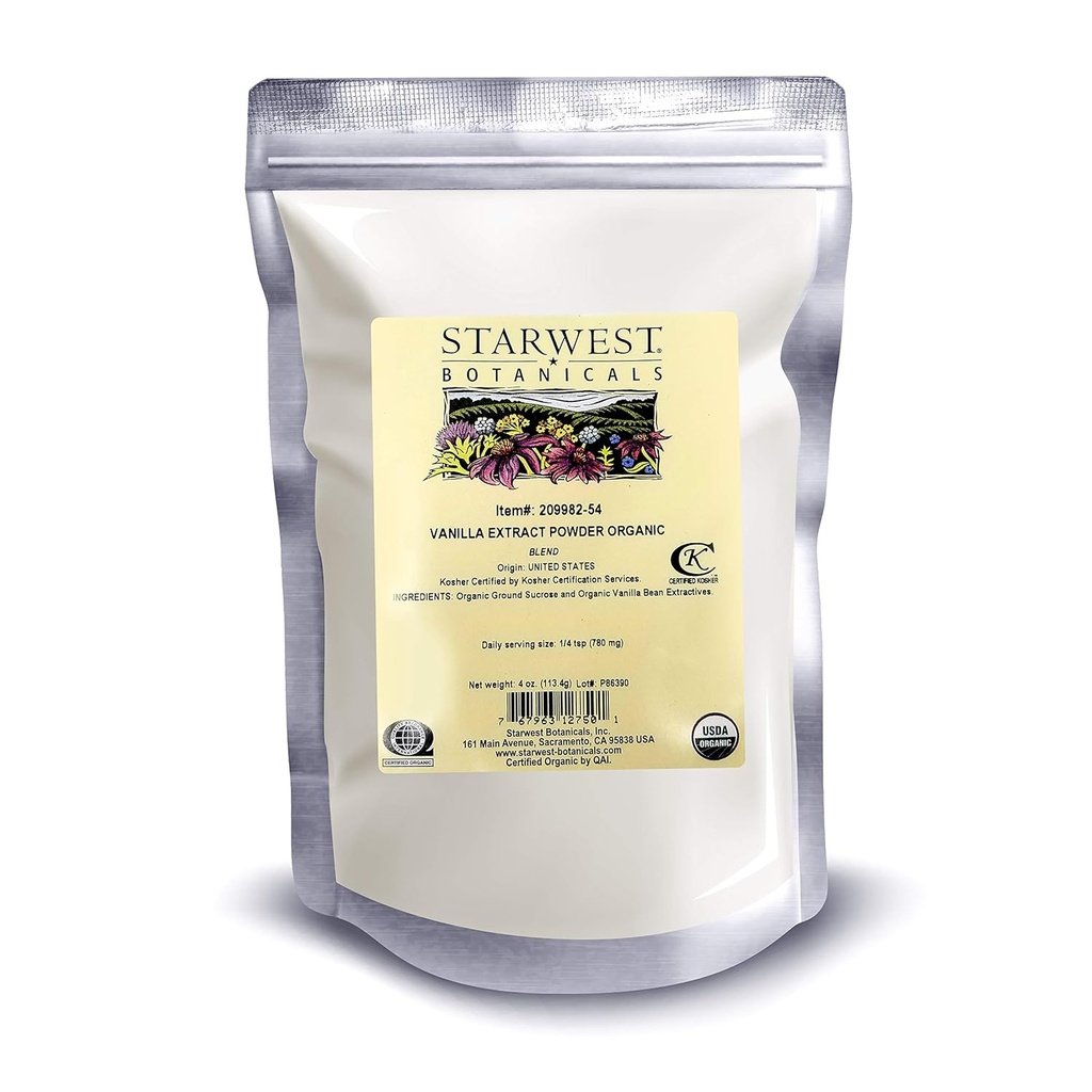 Starwest Botanicals Organic Vanilla Extract Prašek, 4 Ounces