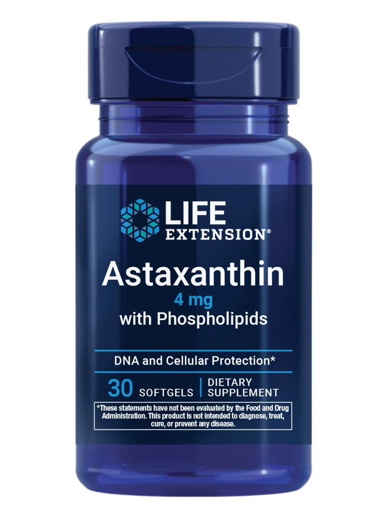 Life Extension Astaksantin s fosfolipidi – antioksidant podporo, zdravje oči – Algae-Derived – Gluten-free, Non-GMO – 30 Softgels