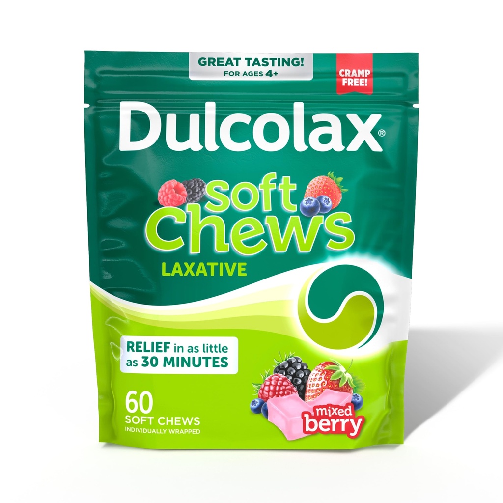 Dulcolax Saline Laxative Soft Chews, Nežna zaprtje Relief, Mešana jagodičja aroma, Magnezij Hydroxide 1200 mg, 60 Število