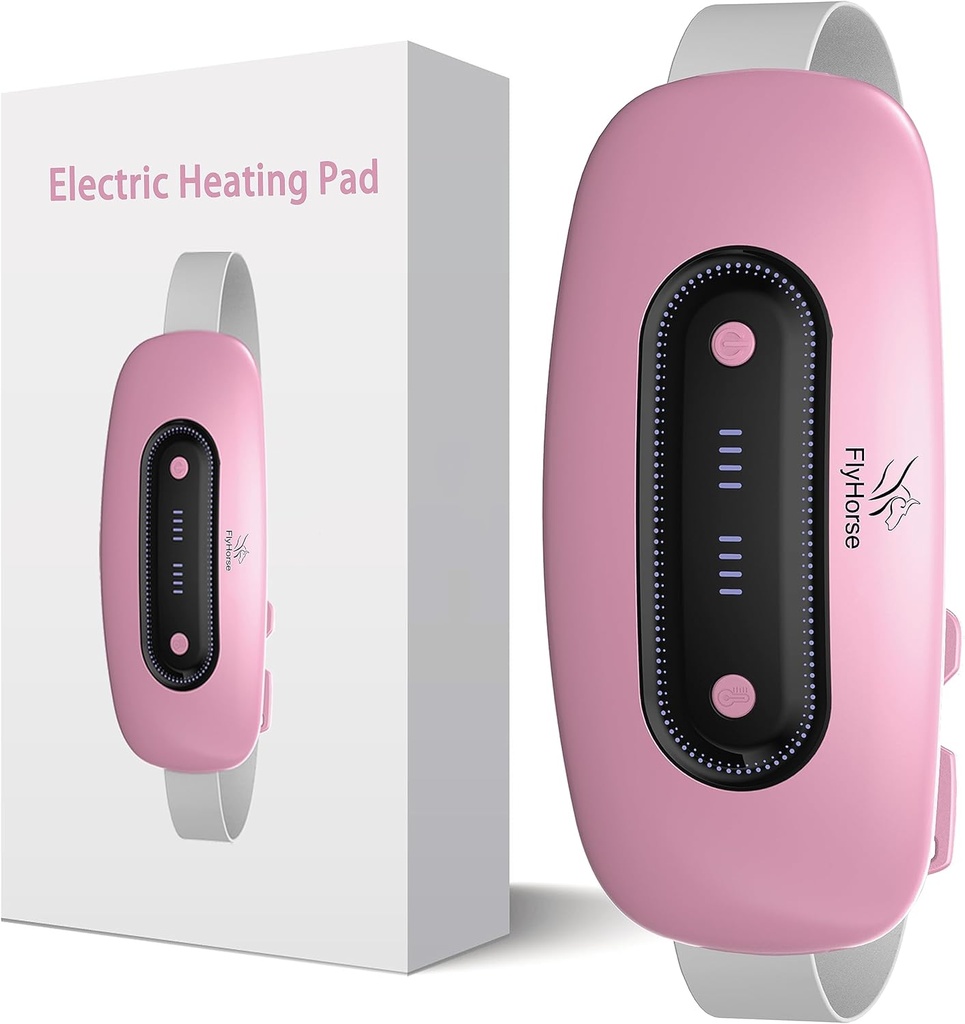 Električni ogrevalni pad, Prenosni akumulatorski menstrualni ogrevalni pad s 4 ravni toplote in 4 Masažni načini, hitro veliko ogrevanje Trebušni pas za Cramps, Bolečina hrbet Relief darila za ženske dekleta jo (Pink)