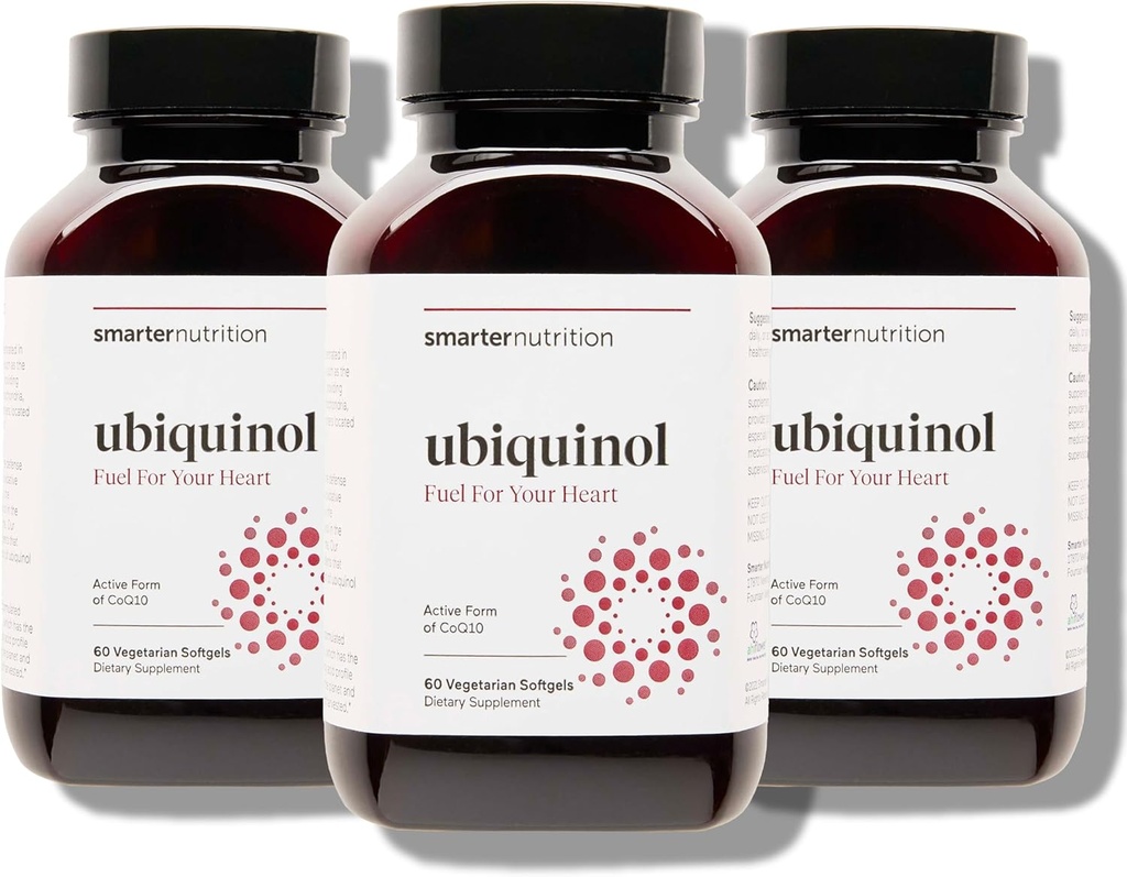 SMARTERNUTRITION Ubikinol 100mg + Naravne rastline na osnovi popolne Omega 3 6 9 - Klinično raziskano Ahiflower® olje - Ultra Absorpcija CoQ10 za podporo srcu - Non-GMO - 180 Softgels[90-dnevna zaloga]