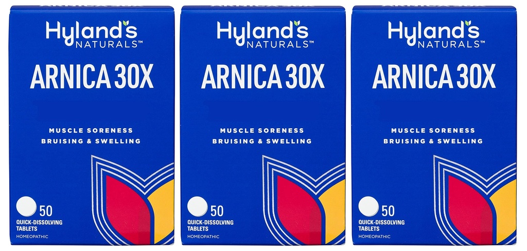 Hylandova Arnica 30x 50 tablet (3 pakiranja = 150 tablet), modrice, otekanje, lajšanje bolečine v mišicah