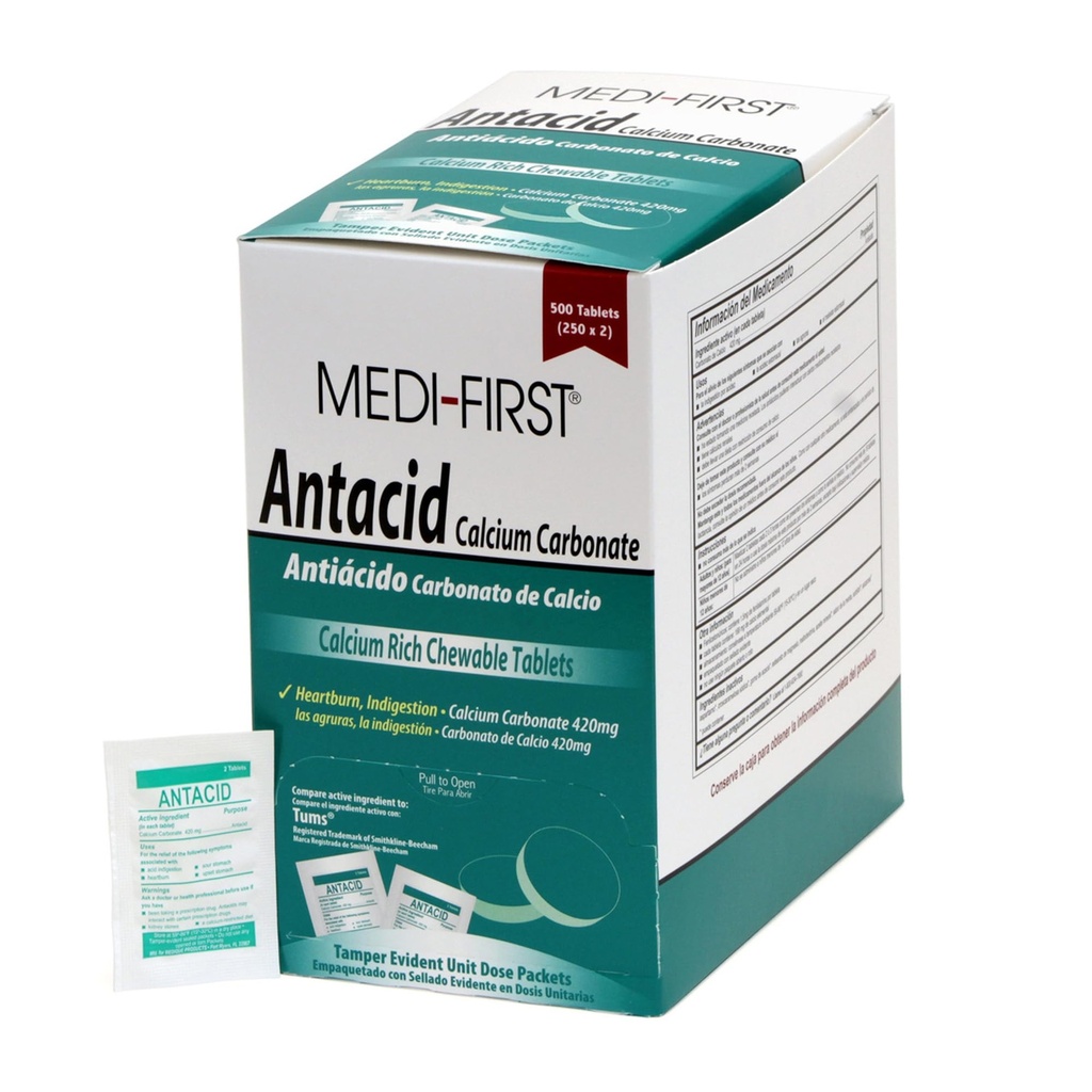 Medi- Prvi 80213 Žvečljive mete Antacid tablete, 500 število