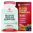 PurePremium Normalna podpora za sladkor v krvi - 20 Aktivne sestavine Kompleks za podporo ravni sladkorja v krvi Že v normalnem razponu - s cimetom, bitter melon, Chromium, Mulberry - 60ct