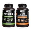 PURE ORIGINAL SESTAVINE Diosmin in MSM paket, 365 Kapsule vsak, brez magnezij ali riž polnila, vedno čist