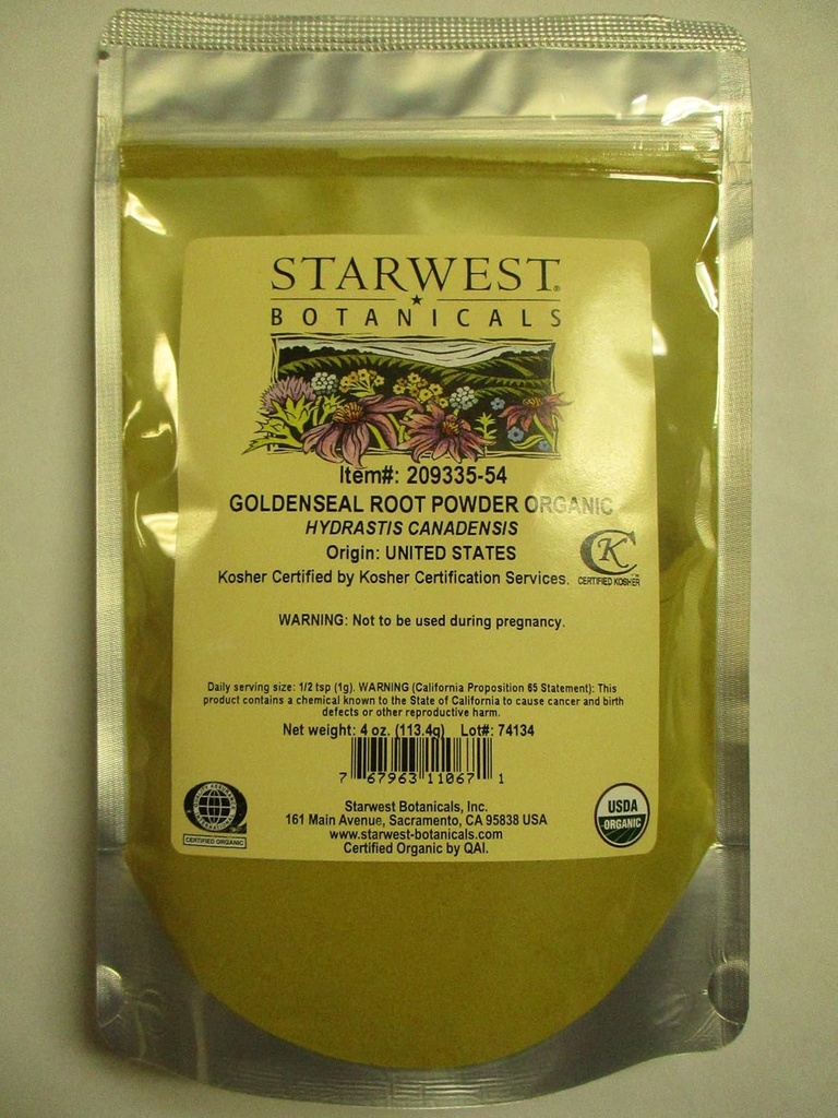 Starwest Botanicals Organic Goldenseal koren prašek, 4 Ounces