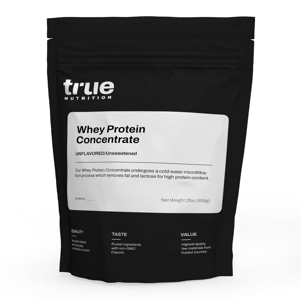 True Nutrition - Whey Protein Concentrat - 100% Whey Protein Powder - hitro delujoče Low Carb Protein Powder z esencialnimi aminokislinami - Visoko v levcinu (2 lb, Unflavored)