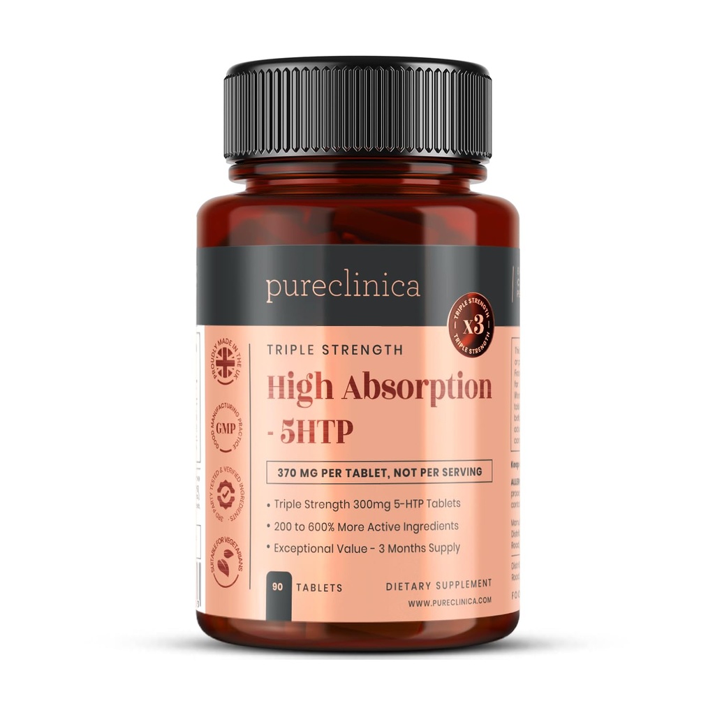 Visoka absorpcija 5HTP 300 mg x 90 tablet - oskrba 3 mesece. z vitaminom C, B6 in ekstraktom črnega popra