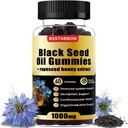 Olje črnega semena Gumies z 1000mg organsko olje črnega semena, 25mg izvleček repičnega semena medu,Vitamin B6,B12 in cink za podporo imunskega sistema (60 Gumies) (60 Count)