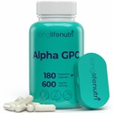 Alpha GPC Choline dodatek 600mg – 180 Vegetarijanske kapsule, visoka čistost Nootropic za dnevno energijo, 3-mesečna dobava, Acetilholin Vir za kognitivno in duševno jasnost, GMP Certified, Made in USA