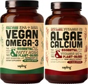 Vegan Omega 3 180 Softgels & Algae Kalcijev strdek - rastlina na osnovi DHA & EPA maščobne kisline, kalcij dodatek iz rdeče alge z vitaminom K2 & D3, magnezij, cink, bor, mineralni kompleks