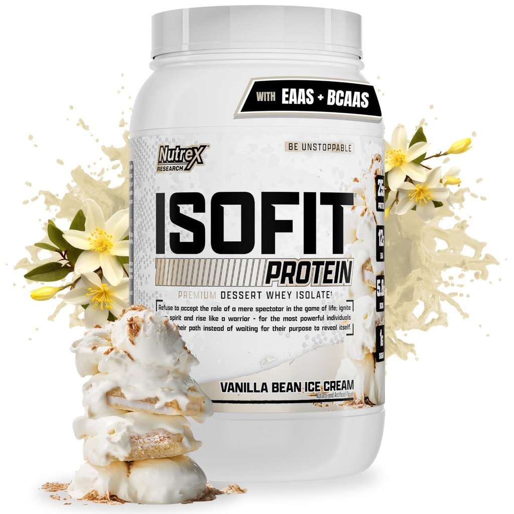 Nutrex Research IsoFit Whey Protein Powder Instantized 100% Whey Protein Isolate (30 serviranja (Pack of 1), Vanilla Bean Ice Cream)