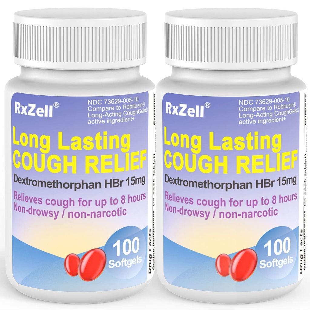 Relief kašlja pri odraslih, dekstrometorfan HBr 15 mg (200 kapsul), 8 ur dolgotrajen, neumiren, kašelj/bronhialni supresant