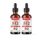 LIQUIDHEALTH USDA Ekološki metil vitamin B12 Metilkobalamin Tekoče kapljice s Tart Cherry Juice - Boost Energy, Imunska podpora, izboljšanje spomina in koncentracije - ZDA Made, Vegan, Non-GMO (2 paket)