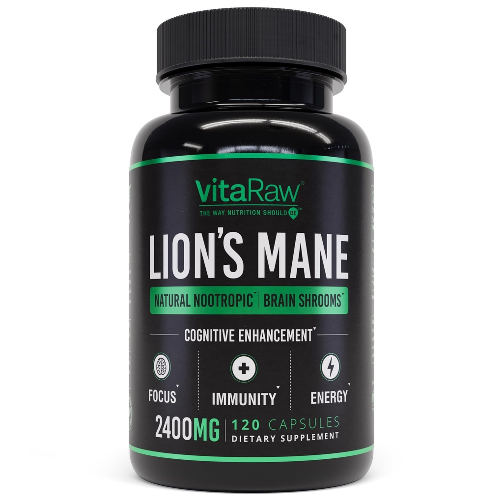 Ekološki levi Mane dopolnilne kapsule 2400 mg - Močni nootropični - pomaga ohraniti spomin, energijo in mentalno jasnost - Veganske tablete za povečanje možganov - Mane dodatek