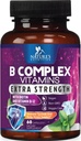 B kompleksni vitamini Kapsule - z vitaminom B12 B6 B100 C Biotin Folat in folna kislina - dopolnilo za srce, možgane, in živec podporo - Super popoln B-kompleks za imuno in energetsko podporo - 60 kapsul
