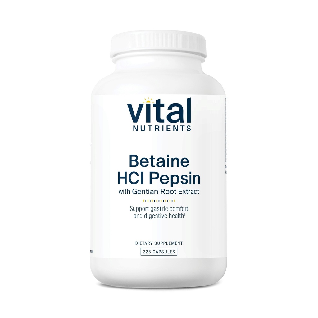 Vital Nutrients Betain HCL Pepsin z izvlečkom korenine Gentian 
