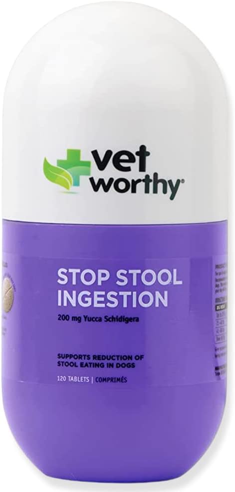 Vet Worthy Stop Stool Prebava - Coprophagia - Psi Dopolnilo k preprečevanju Stool Jedo - Dog dodatek z Yucca Schidigera, Parsley List, Kamilica, Tiamin - Jetra Okus, 120 Žvečljive tablete
