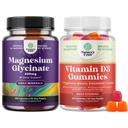 Sveženj čistega magnezija Glycinate 400mg na služijo za Mood spanje in sprostitev in vitamin D3 Gummies za dnevno Wellness ali kostne mišice in imunske podpore