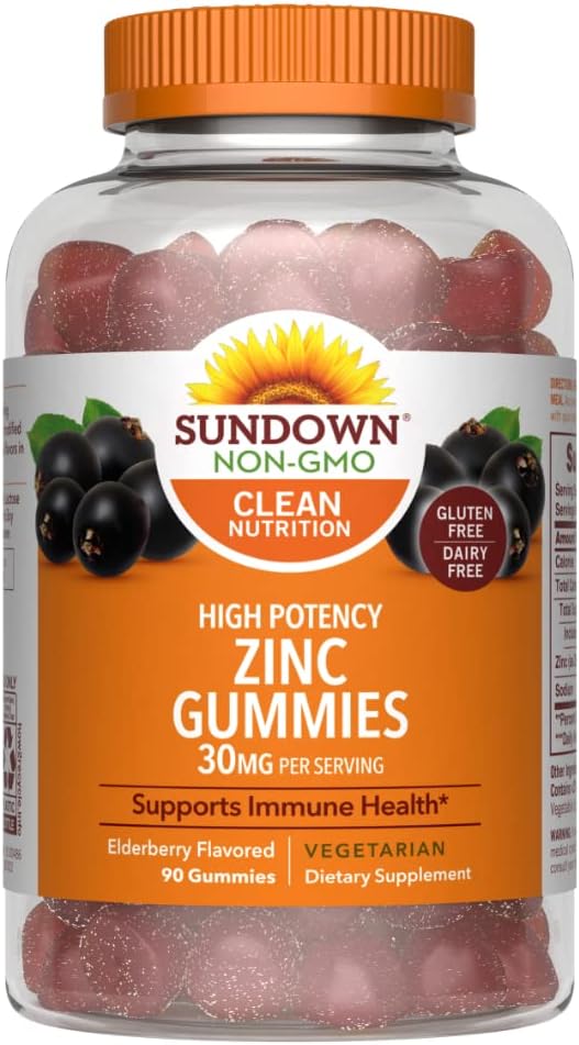 Sončni zahod Velika moč Cink Gummies, 90 Število