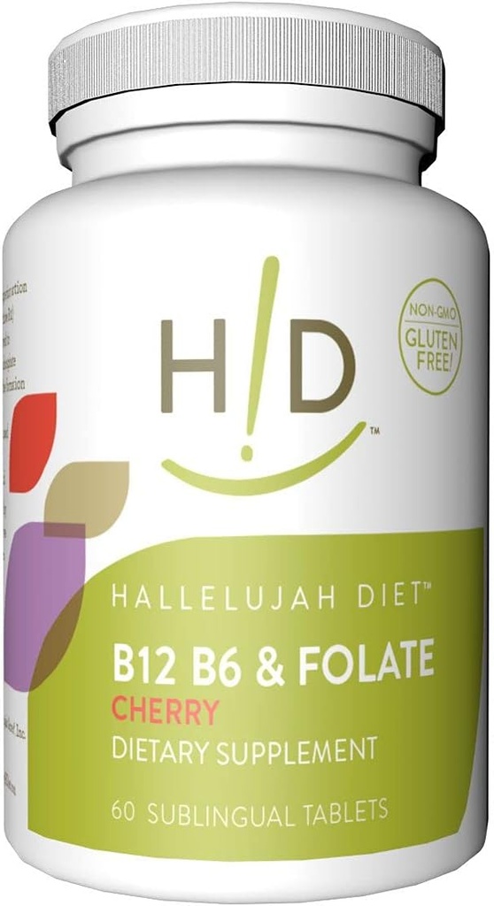 Aleluja dietna B12, B6 & Folate dietna dopolnila češnjeva aroma podjezični vitamini (60 tablet)