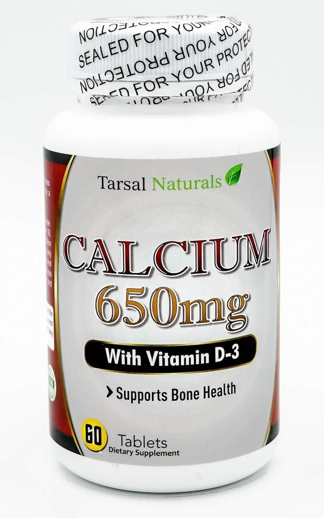 Kalcij Plus Vitamin D3 60 Tableta Vse naravne Podpira zdravje kosti Dobro za starejše Nosečnost in menopause Made in USA Gluten Free FDA Registrirani objekt Ne GSO