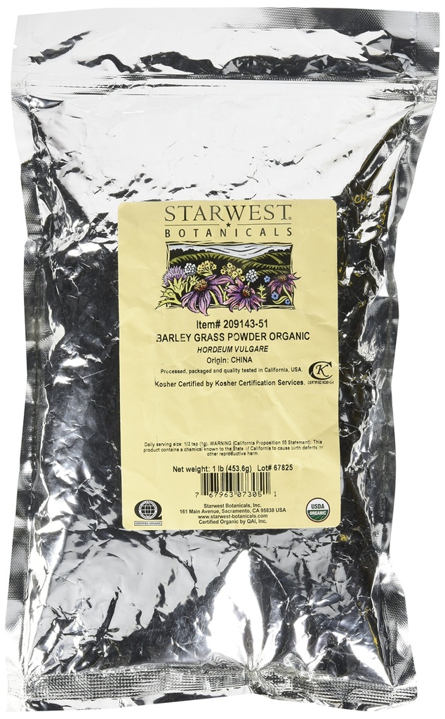 Starwest Botanicals Organski ječmen travni prah, 1 funt