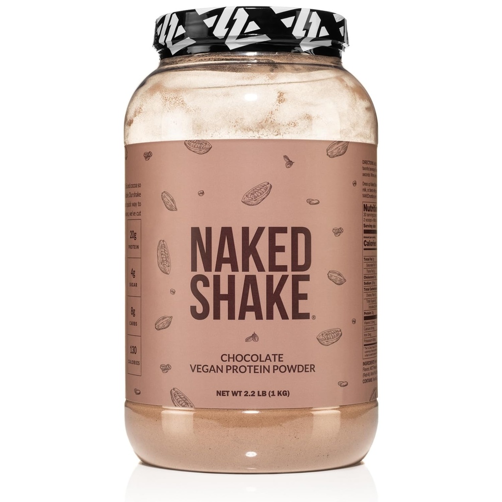Naked Shake - čokoladni proteini v prahu - Rastlinski beljakovinski Shake z Mct oljem, Gluten-free, Soy-free, No Gmos ali Umetna sladila - 30 Serving