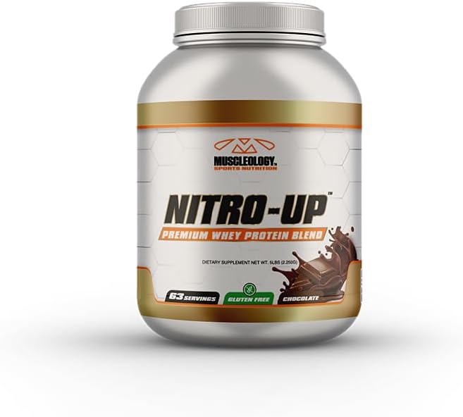 Muscleology Nitro-Up hidrolizirani sirotkini izolatni proteini, infundirani z BCAA, EAA in digestivnimi encimi (Chocolate, 5 funtov)