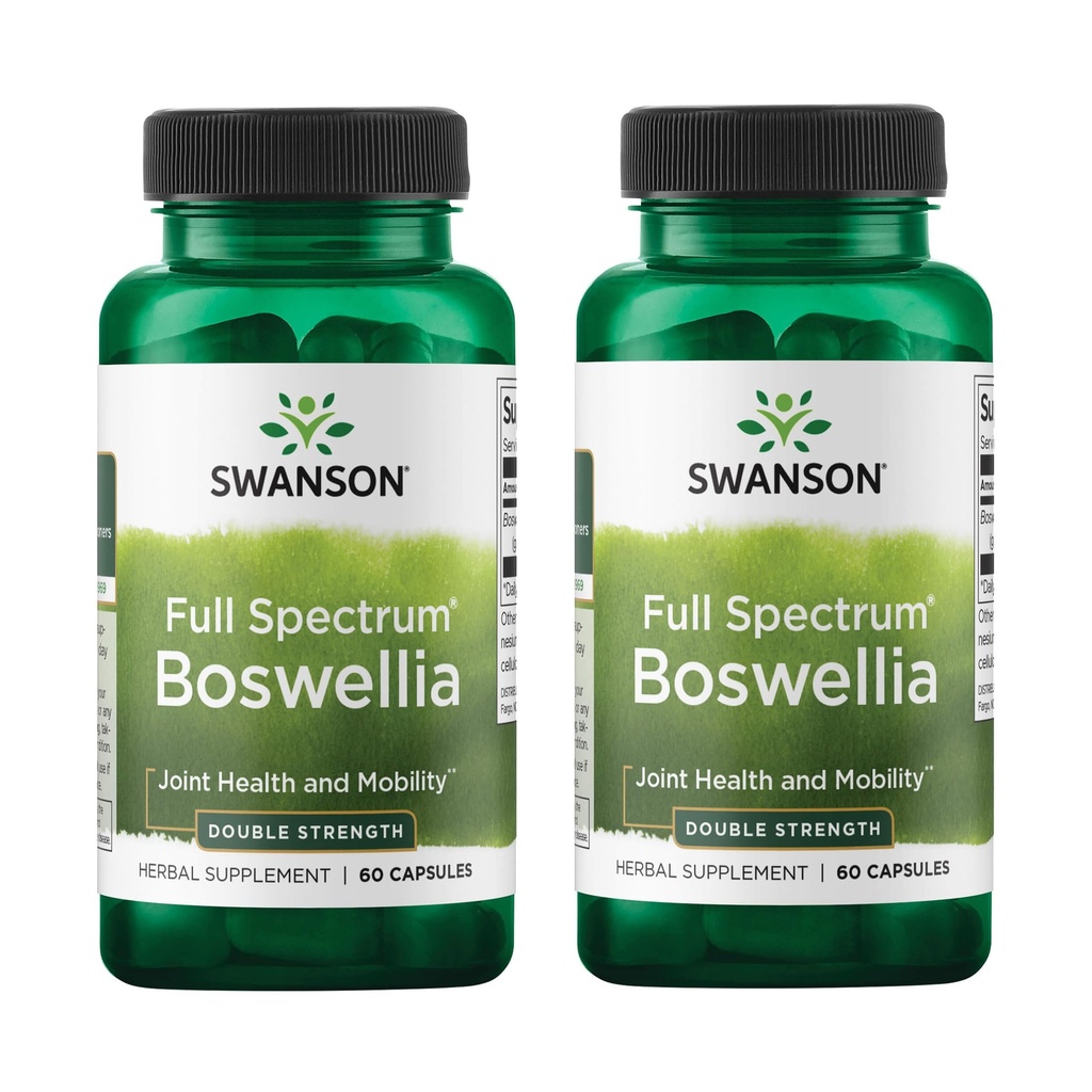 Swanson dvojno moč Boswellia-Herbal dodatek spodbujanje skupno podporo-Ayurvedski Herb za skupno prilagodljivost in mobilnost podpora-Made w/Boswellia Serrata Resin-(60 kapsul, 800mg vsak) 2 pakiranje
