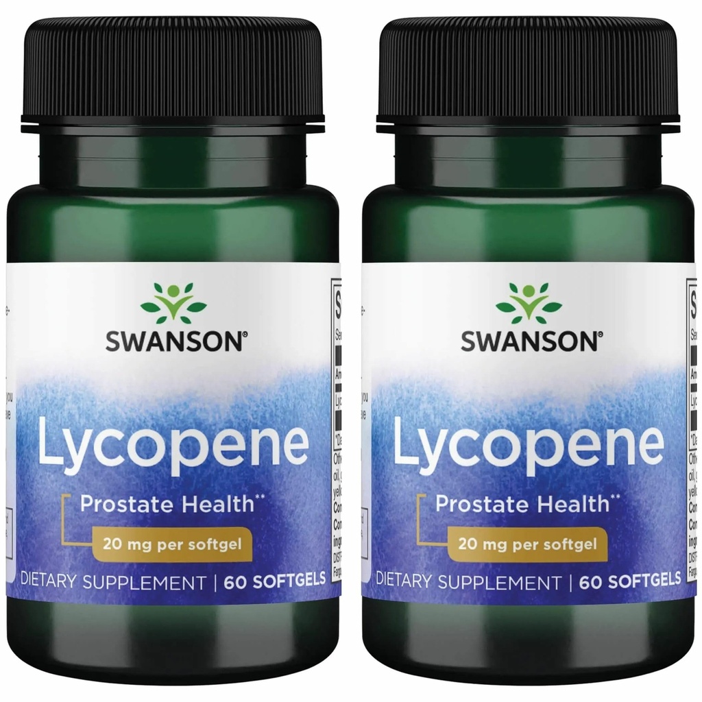 Swanson Lycopene - Naravni dodatek za spodbujanje zdravja prostate, zdravje srca, & podpira krvni tlak v normalnem območju - Mens Health Supplement - (60 Softgels) 2 Pack