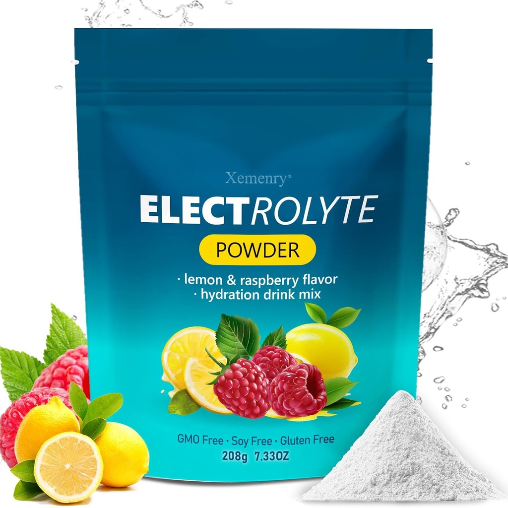 Hidracija elektrolitski prašek, Keto & Brez sladkorja - visok kalij (1000mg) z limonino malino aromo - Zero Calorie sladkor brez elektrolita v prahu, Non-GMO 32 Servisi