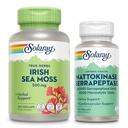 SOLARAY Irish Sea Moss 500mg in Nattokinase Serrapeptase dodatek - Wellness paket z naravno pojavlja vitamine, minerali - Gut Health, Sinus, Heart Health Support, 60-Day garancija, 100/30ct